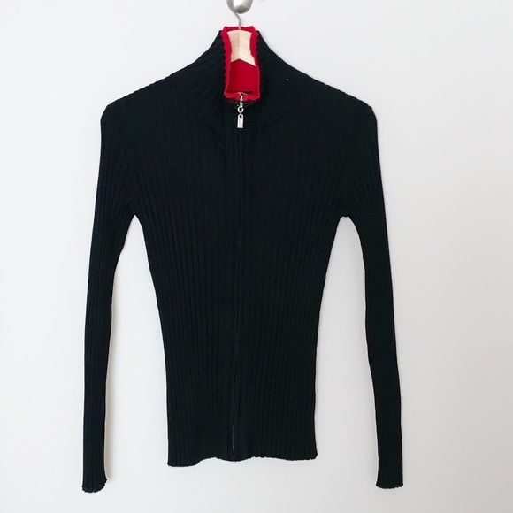 Belldini Zipper Ribbed Sweater - med - Picture 2 of 8